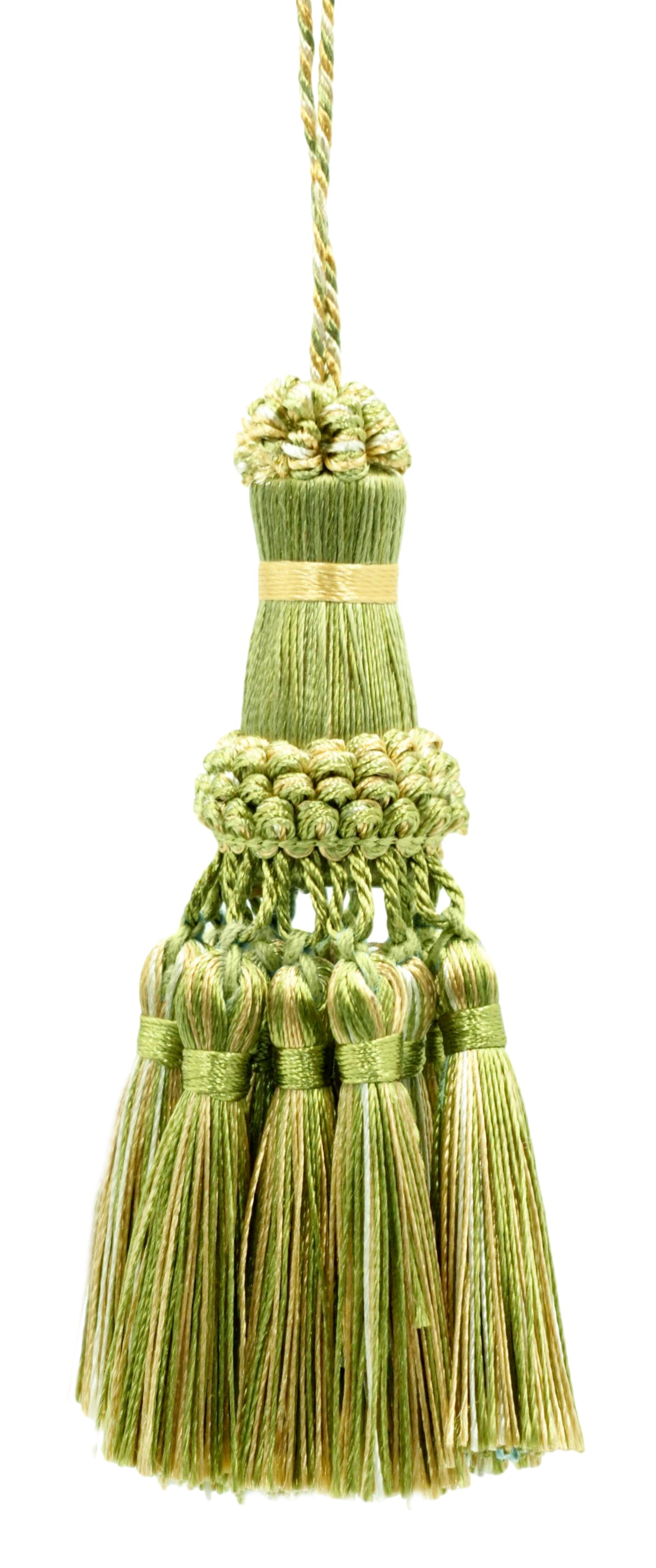 Noblesse Collection Elegant Hand Crafted 10cm (4) Key Tassel (Style# NKT-PY) Rust Medley Multicolor #07H (Copper, Olive Green) Individually Sold