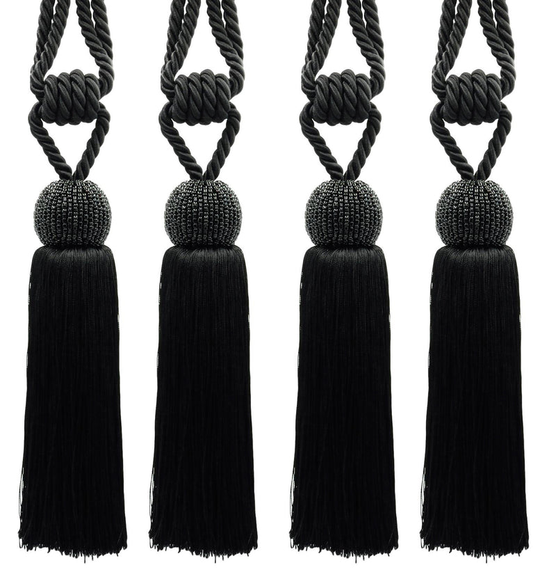 Decorative Beaded Curtain Tassel Tieback Elaborately Handcrafted with a Glass Seed Bead Design, Tassel Length 8" (20cm), Spread 26" (66cm) # TBBD8 |